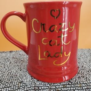 Crazy Cat Lady Pottery Mug red Fringe Studios Ceramic Coffee Cup 10oz (ST1)
